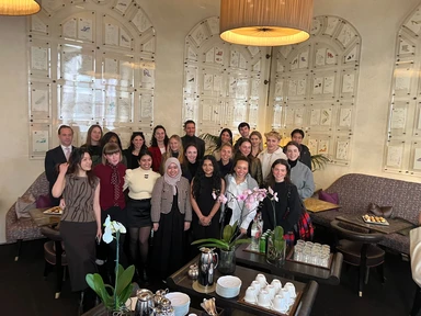 Luxury & Retail MBA students with James Ferragamo (BA ’93, MBA ’97), Chief Transformation & Sustainability Officer at Ferragamo, at Ferragamo Palazzo Feroni in Florence