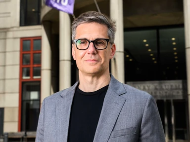 J.P. Eggers standing in front of KMC. 