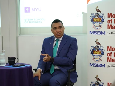Dr. The Most Honorable Andrew Michael Holness ON, PC, MP, Prime Minister of Jamaica, at NYU Stern