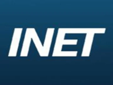 word "inet" in white font on a blue background