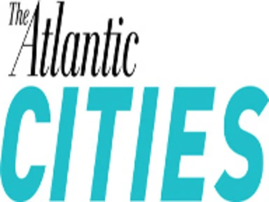 words "the atlantic cities," with "the atlantic" in a black font and "cities" in a light blue font
