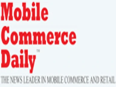 words "mobile commerce daily" in red font above words "the news leader in mobile commerce and retail" in black font