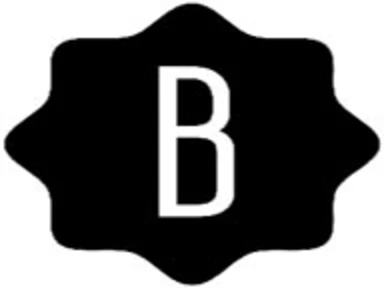 two overlaying black rectangles with a white-color letter 'B'