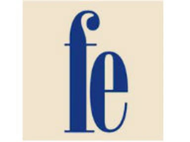 letters "fe" in blue font on a beige background