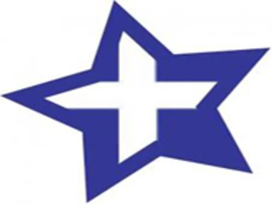 blue star with white cross layered on top