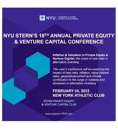 A flyer for Stern's 18th annual private equity and venture capital conference