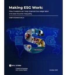 Cover of "Making ESG Work" report featuring a graphic of ESG over the world