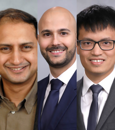 headshots of viral acharya, simone lenzu, and olivier wang