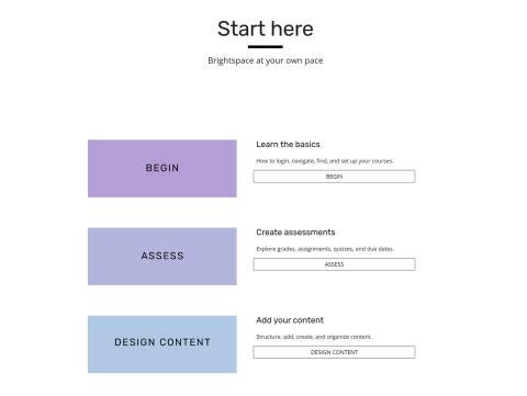 The Brightspace at your own pace landing page