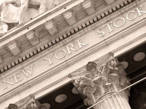 Detail of the New York Stock Exchange at Wall Street in New York