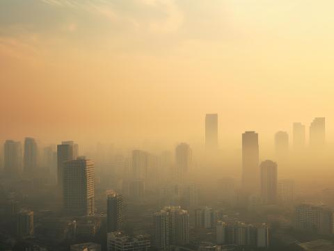 City skyline and the air pollution