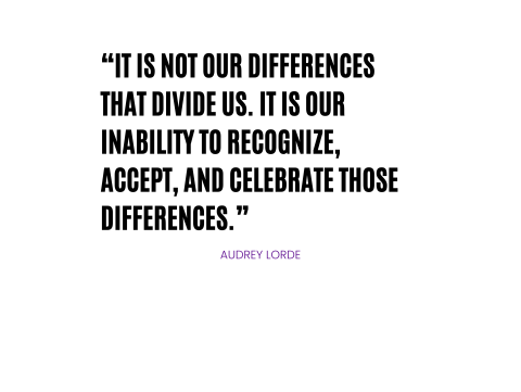 “It is not our differences that divide us. It is our inability to recognize, accept, and celebrate those differences.”  Audrey Lorde