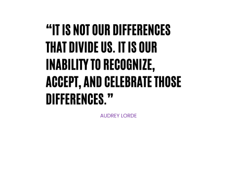 “It is not our differences that divide us. It is our inability to recognize, accept, and celebrate those differences.” Audrey Lorde