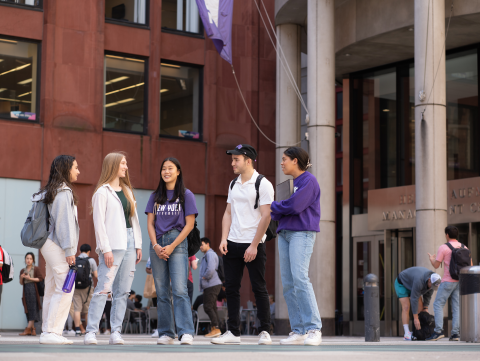 Stern students interact on Gould Plaza