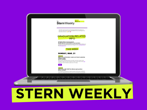 The Stern Weekly on a laptop screen