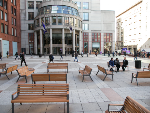 Benches on Gould Plaza