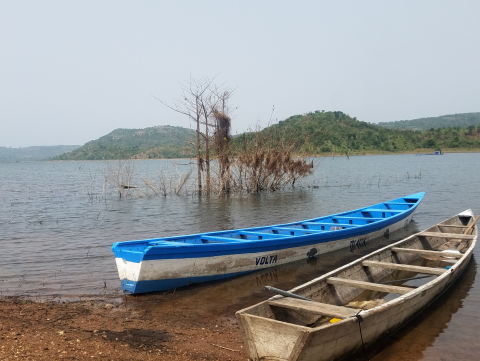 Two boats on a lake in Ghana