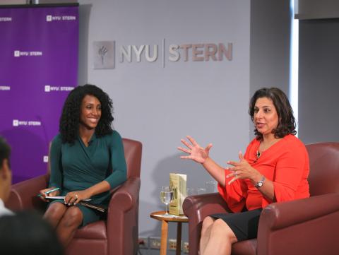 Dolly Chugh and Jenn Wynn speaking at an Author Lecture Series event