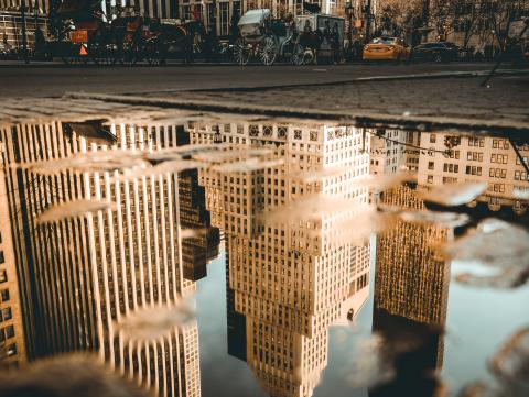 Matching Gift Reflection of buildings in NYC