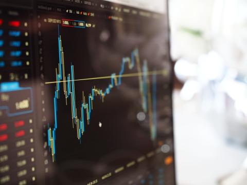 finance data in chart on computer screen