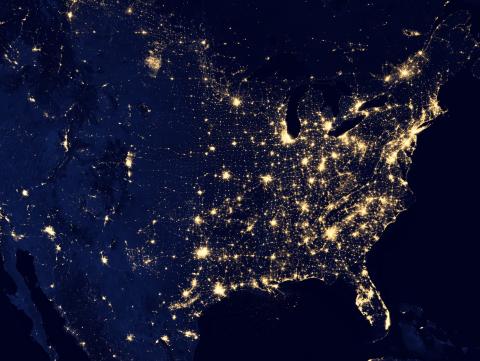 Satellite image of the US lit up at night Satellite image of the US lit up at night