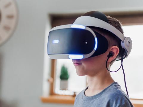 boy wearing VR headset