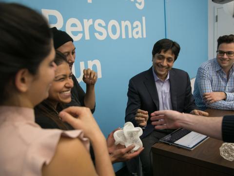 Students and professor in 3D printing lab