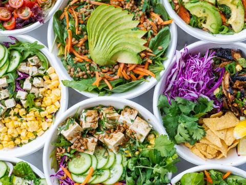 a variety of salad bowls 