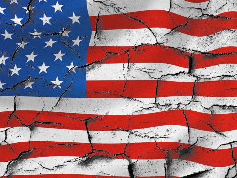 cracked american flag