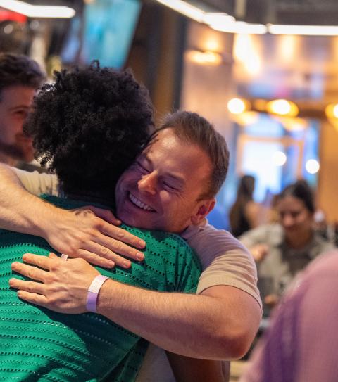 Pride celebration people hugging