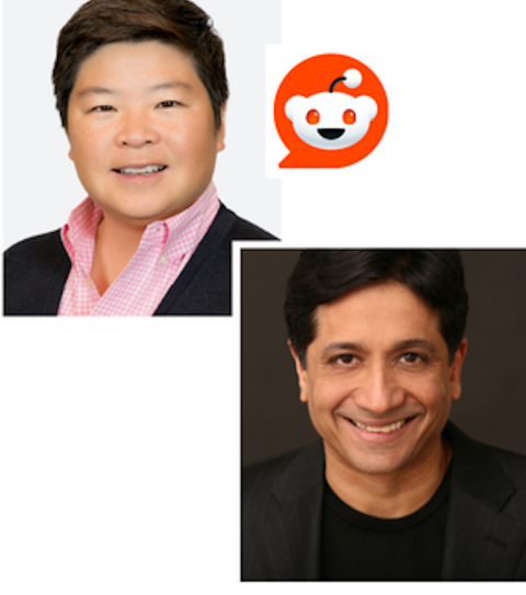 Jen Wong and Arun Sundararajan head shots and Reddit logo