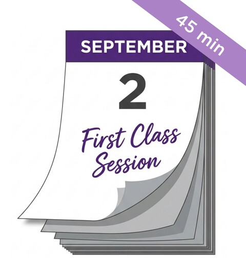 A calendar marked with a first class session