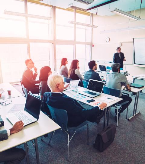 Students sitting in a classroom