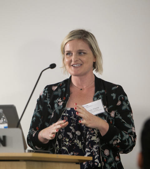 Cindy Speaking at an NYU Stern event