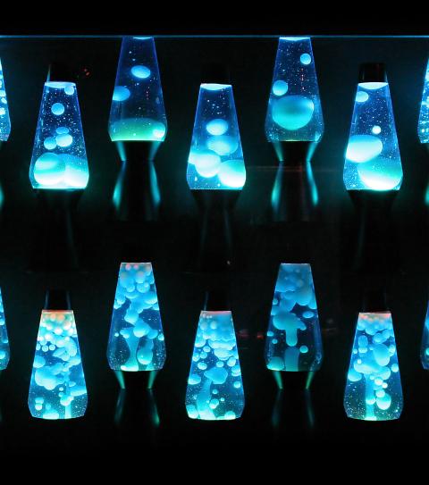 Row of blue lavalamps