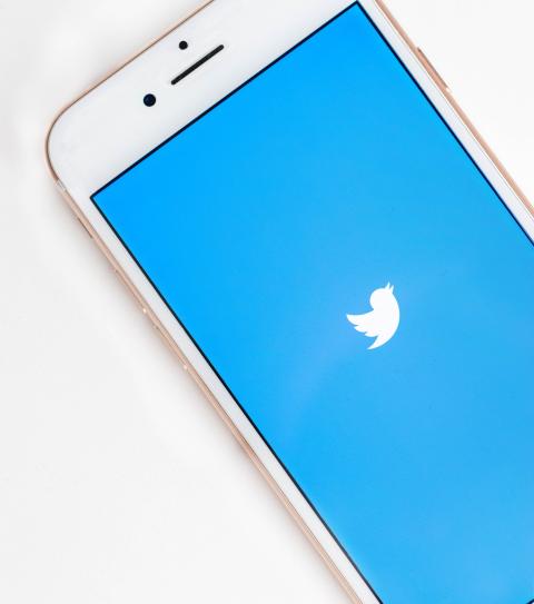 Smartphone with the Twitter logo on the screen