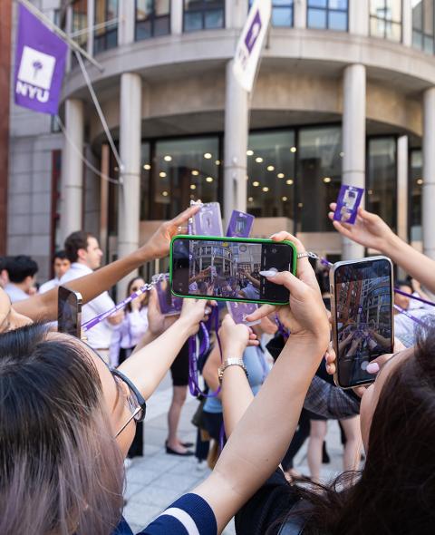 Group of students taking a selfie at residency