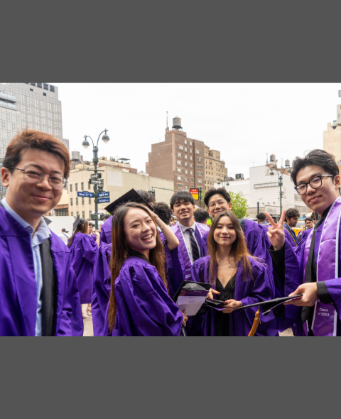 Undergrad students having fun outside of madison square garden