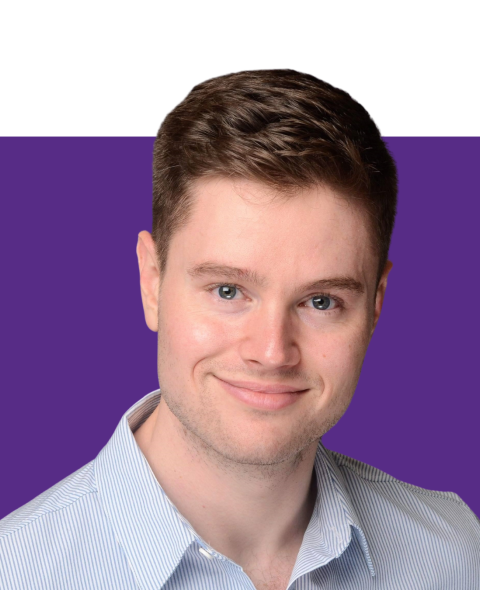 Headshot of Trip Werd with a purple and white background
