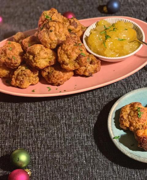 Cheesy Chorizo Bites with Pineapple Jam