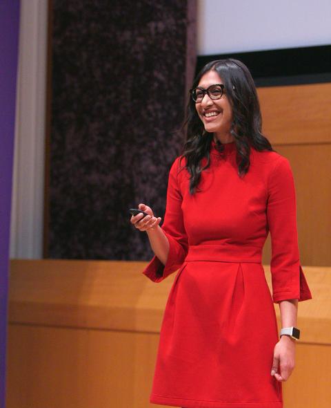 Trisha Goyal (BS '15) speaks at SternTalks about creating her dream career