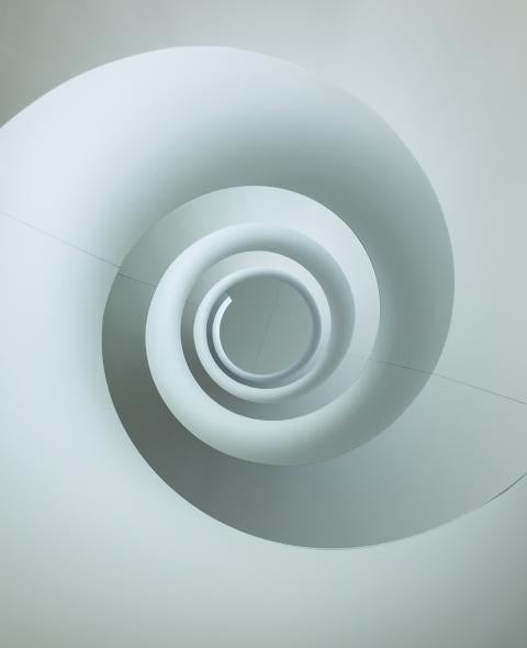 A downfacing view into a white spiral