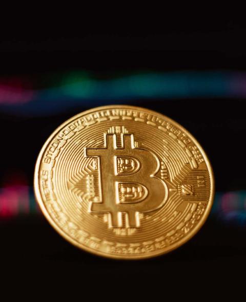 bitcoin with a blurred background