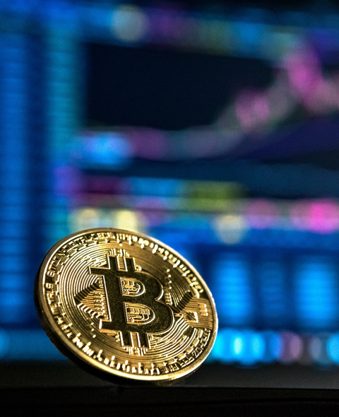 bitcoin with a blurred background