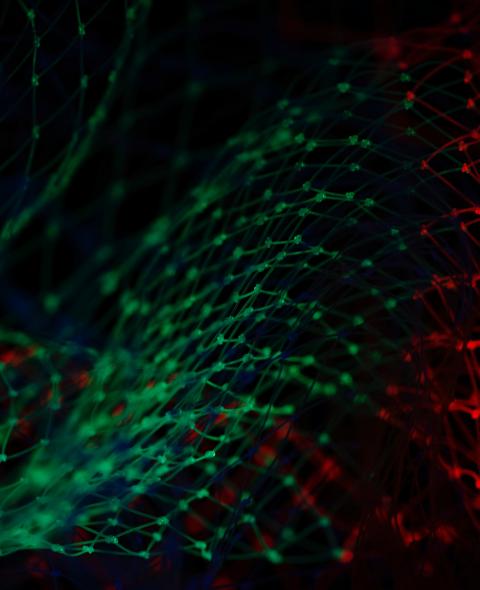 Red and green net on black background Red and green net on black background