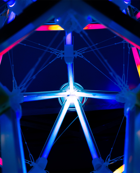 geometric blue pink yellow lights