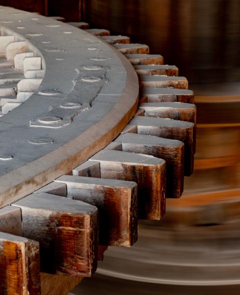 Closeup of of metal cog