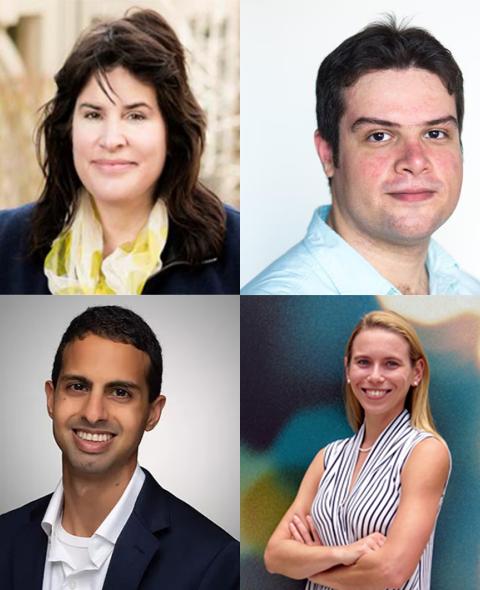 Headshots of Christine Parlour, Amin Shams, Fahad Saleh, and Sabrina Howell