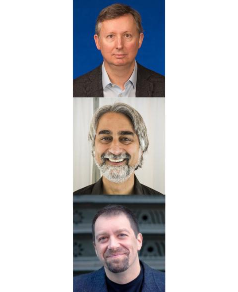 Headshots of Charles Elkan, Vasant Dhar, and Foster Provost