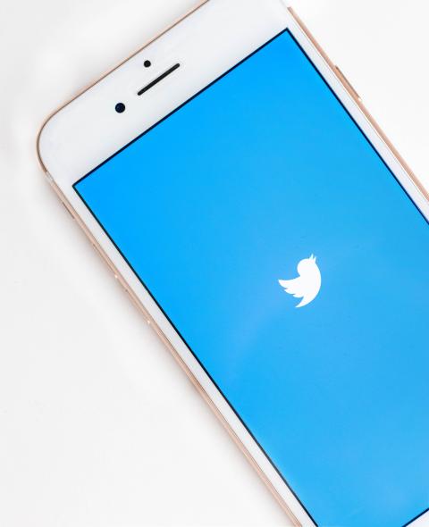 Smartphone with the Twitter logo on the screen